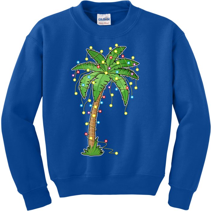 Christmas Lights Palm Tree Beach Funny Tropical Xmas Gift Kids Sweatshirt