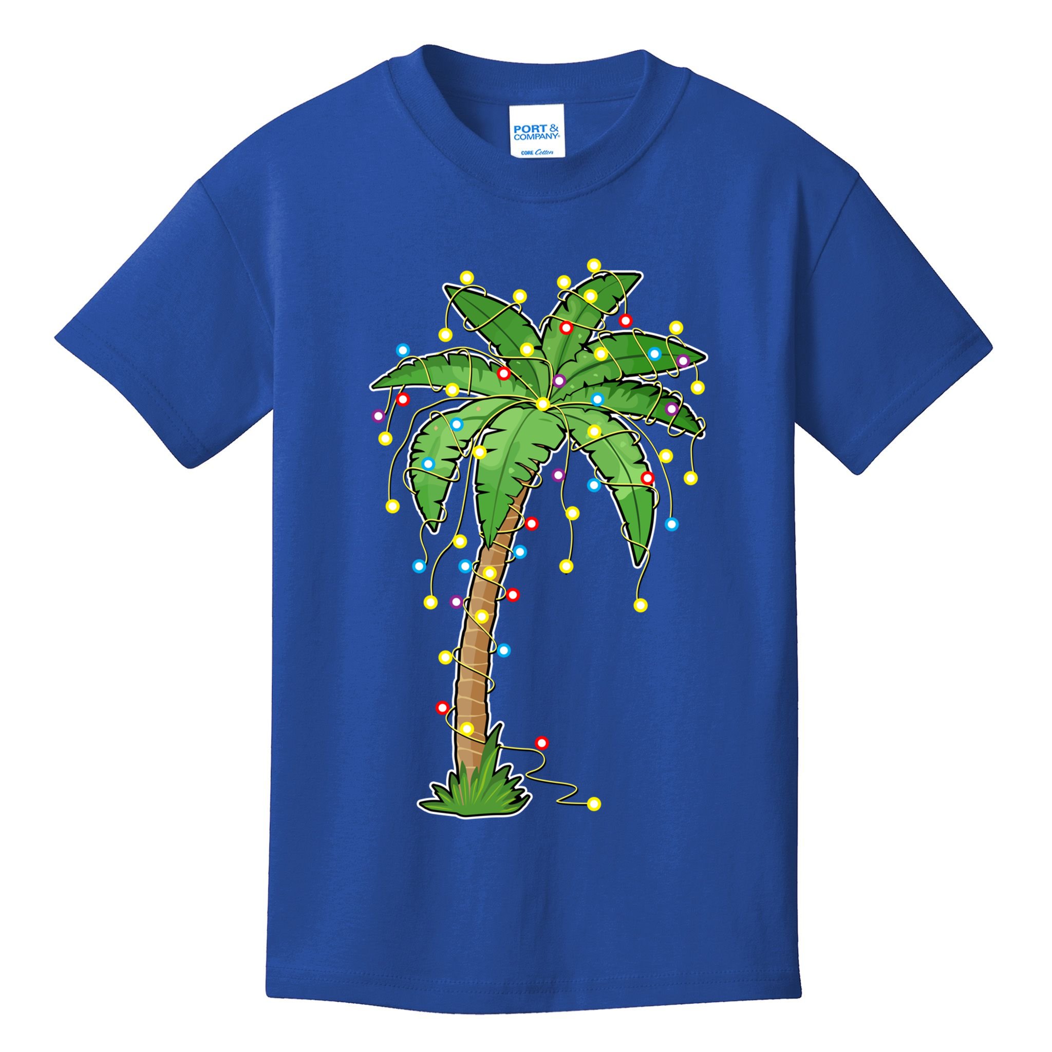 Christmas Lights Palm Tree Beach Funny Tropical Xmas Gift Kids T-Shirt