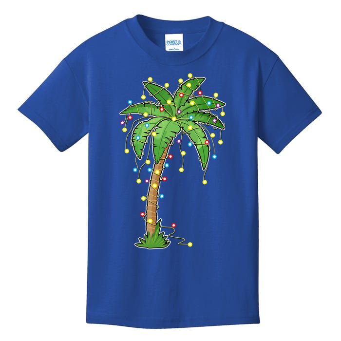 Christmas Lights Palm Tree Beach Funny Tropical Xmas Gift Kids T-Shirt