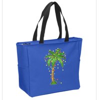 Christmas Lights Palm Tree Beach Funny Tropical Xmas Gift Zip Tote Bag