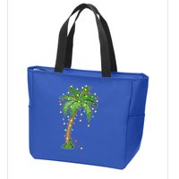 Christmas Lights Palm Tree Beach Funny Tropical Xmas Gift Zip Tote Bag