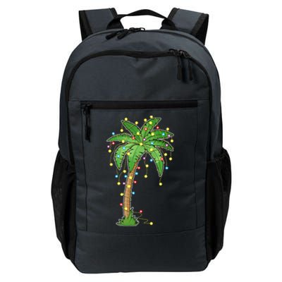 Christmas Lights Palm Tree Beach Funny Tropical Xmas Gift Daily Commute Backpack