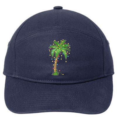 Christmas Lights Palm Tree Beach Funny Tropical Xmas Gift 7-Panel Snapback Hat