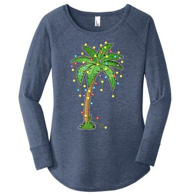 Christmas Lights Palm Tree Beach Funny Tropical Xmas Gift Women's Perfect Tri Tunic Long Sleeve Shirt