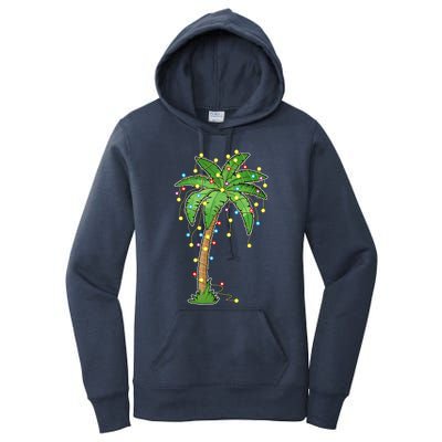 Christmas Lights Palm Tree Beach Funny Tropical Xmas Gift Women's Pullover Hoodie