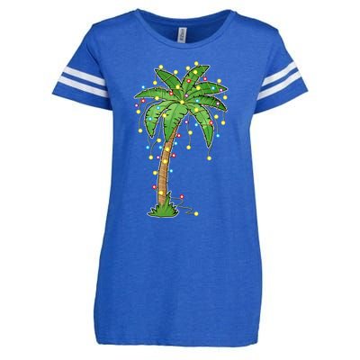 Christmas Lights Palm Tree Beach Funny Tropical Xmas Gift Enza Ladies Jersey Football T-Shirt