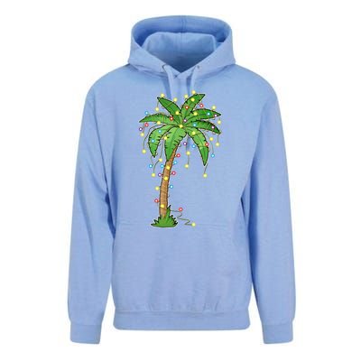 Christmas Lights Palm Tree Beach Funny Tropical Xmas Gift Unisex Surf Hoodie