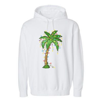 Christmas Lights Palm Tree Beach Funny Tropical Xmas Gift Garment-Dyed Fleece Hoodie