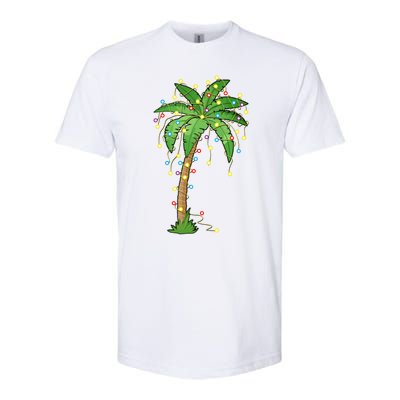 Christmas Lights Palm Tree Beach Funny Tropical Xmas Gift Softstyle CVC T-Shirt