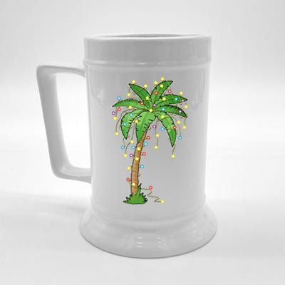 Christmas Lights Palm Tree Beach Funny Tropical Xmas Gift Beer Stein