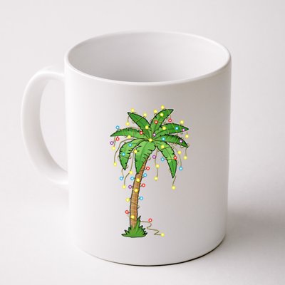 Christmas Lights Palm Tree Beach Funny Tropical Xmas Gift Coffee Mug