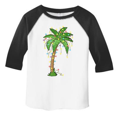 Christmas Lights Palm Tree Beach Funny Tropical Xmas Gift Toddler Fine Jersey T-Shirt