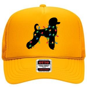 Christmas Lights Poodle Dog Gift Cute Gift High Crown Mesh Back Trucker Hat