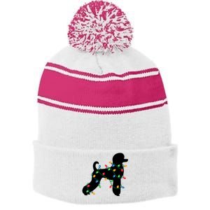 Christmas Lights Poodle Dog Gift Cute Gift Stripe Pom Pom Beanie