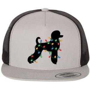 Christmas Lights Poodle Dog Gift Cute Gift Flat Bill Trucker Hat