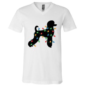 Christmas Lights Poodle Dog Gift Cute Gift V-Neck T-Shirt