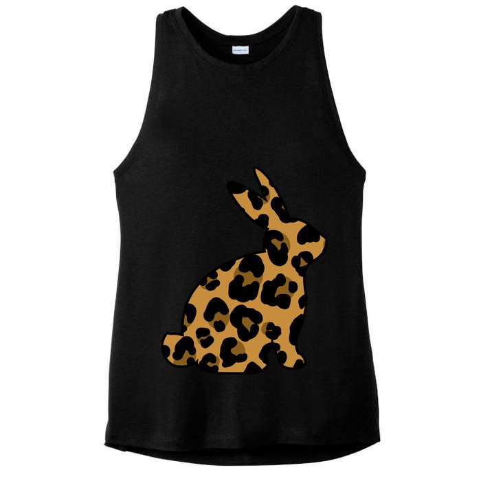 Cute Leopard Pattern Easter Bunny Rabbit Ladies PosiCharge Tri-Blend Wicking Tank