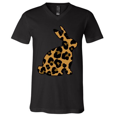 Cute Leopard Pattern Easter Bunny Rabbit V-Neck T-Shirt