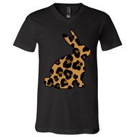 Cute Leopard Pattern Easter Bunny Rabbit V-Neck T-Shirt