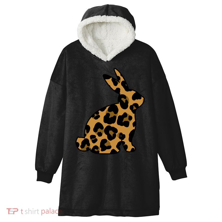 Cute Leopard Pattern Easter Bunny Rabbit Hooded Wearable Blanket