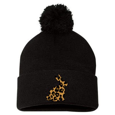Cute Leopard Pattern Easter Bunny Rabbit Pom Pom 12in Knit Beanie