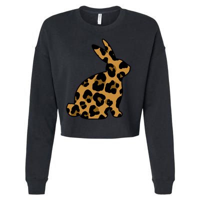 Cute Leopard Pattern Easter Bunny Rabbit Cropped Pullover Crew