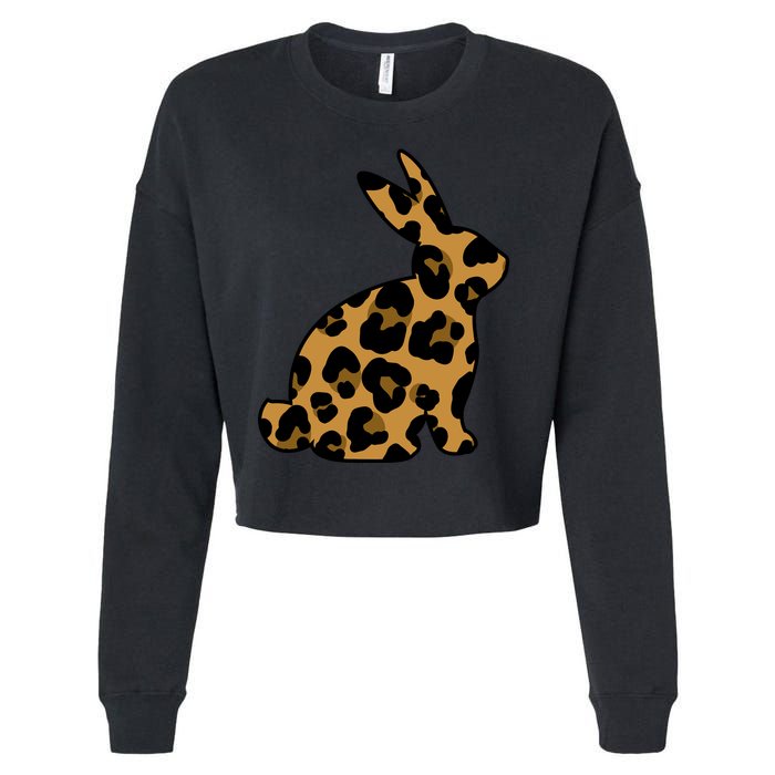 Cute Leopard Pattern Easter Bunny Rabbit Cropped Pullover Crew