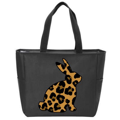 Cute Leopard Pattern Easter Bunny Rabbit Zip Tote Bag