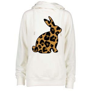 Cute Leopard Pattern Easter Bunny Rabbit Womens Funnel Neck Pullover Hood