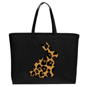 Cute Leopard Pattern Easter Bunny Rabbit Cotton Canvas Jumbo Tote