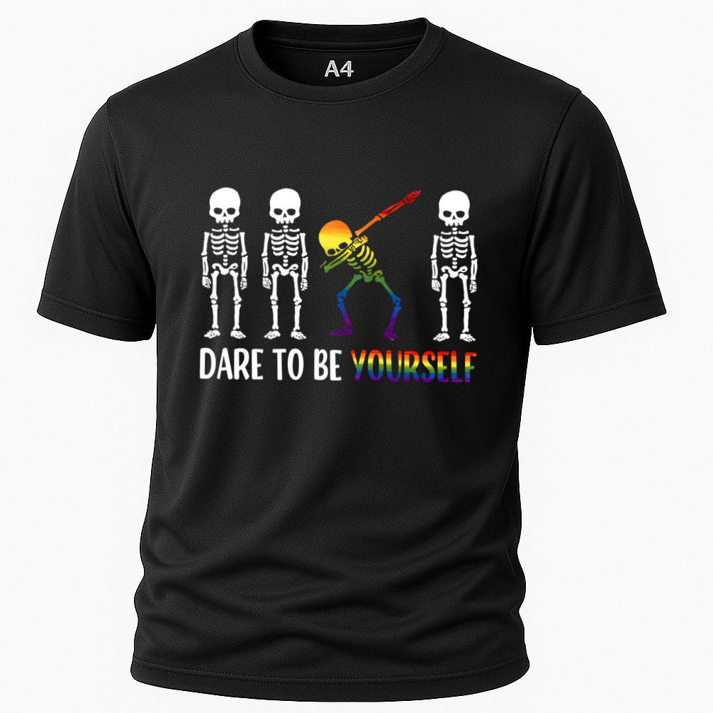 Cute Lgbt Pride Month Dare To Be Yours Skeleton Gift Cooling Performance Crew T-Shirt
