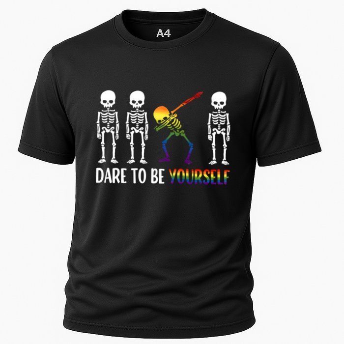 Cute Lgbt Pride Month Dare To Be Yours Skeleton Gift Cooling Performance Crew T-Shirt