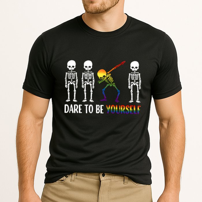 Cute Lgbt Pride Month Dare To Be Yours Skeleton Gift Cooling Performance Crew T-Shirt