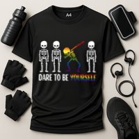 Cute Lgbt Pride Month Dare To Be Yours Skeleton Gift Cooling Performance Crew T-Shirt