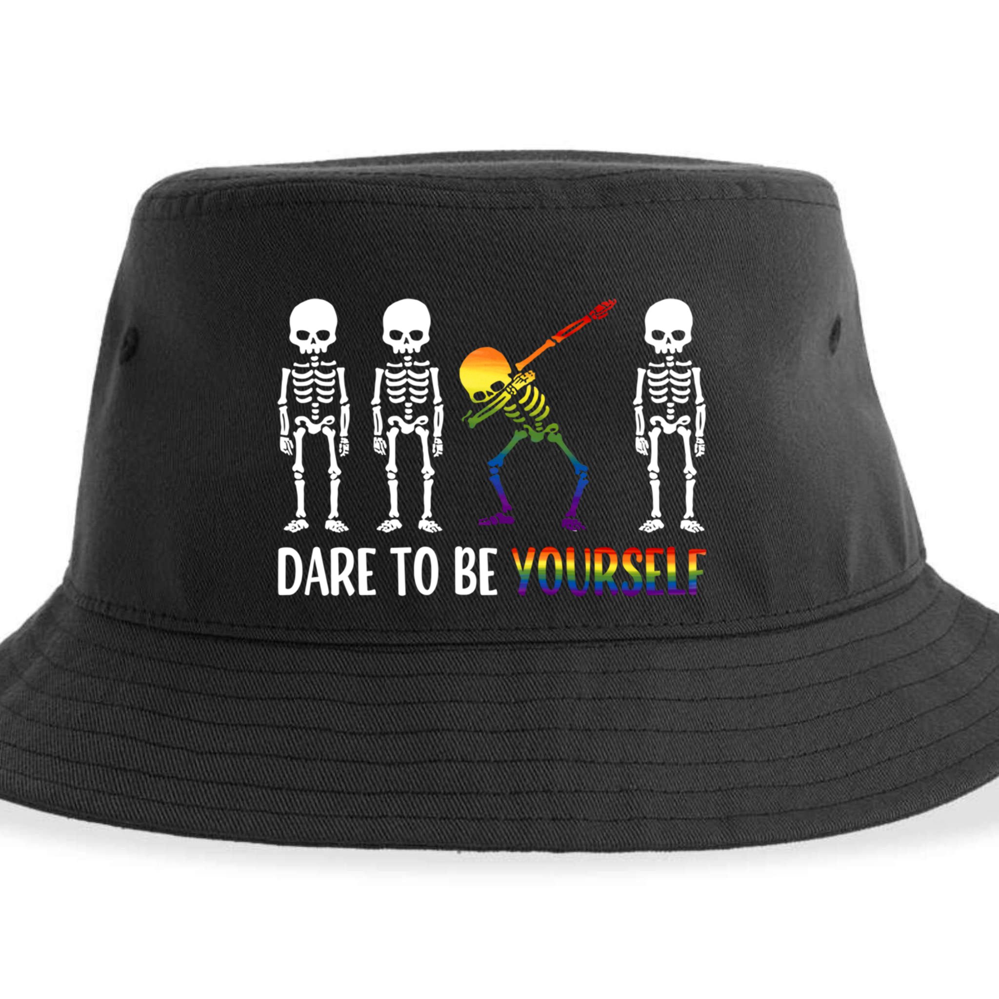 Cute Lgbt Pride Month Dare To Be Yours Skeleton Gift Sustainable Bucket Hat