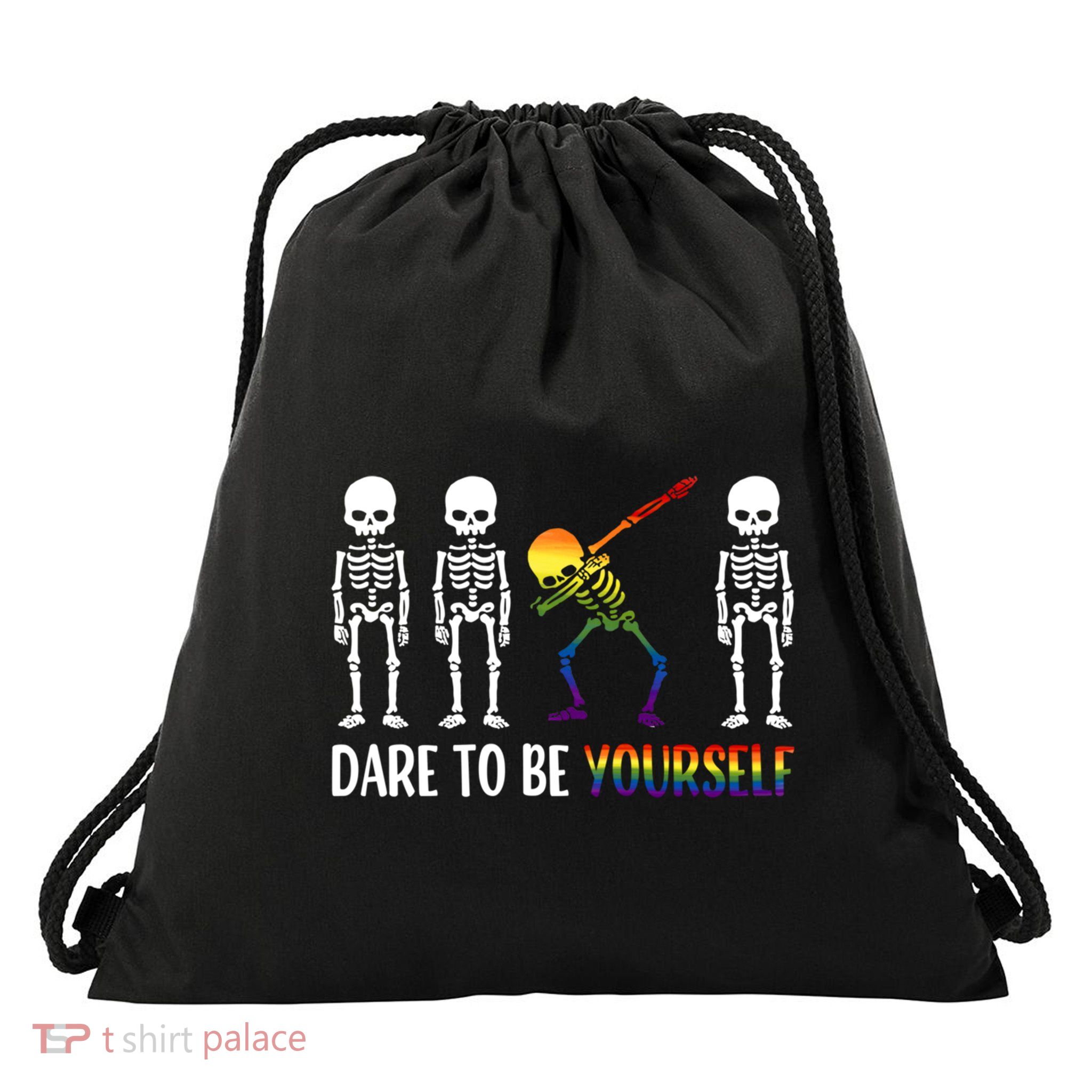 Cute Lgbt Pride Month Dare To Be Yours Skeleton Gift Drawstring Bag