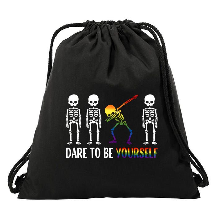 Cute Lgbt Pride Month Dare To Be Yours Skeleton Gift Drawstring Bag