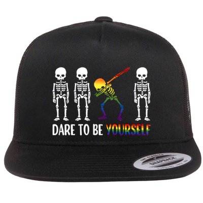 Cute Lgbt Pride Month Dare To Be Yours Skeleton Gift Flatbill Hat