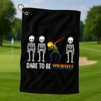 Cute Lgbt Pride Month Dare To Be Yours Skeleton Gift Golf Towel