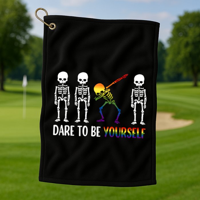 Cute Lgbt Pride Month Dare To Be Yours Skeleton Gift Golf Towel