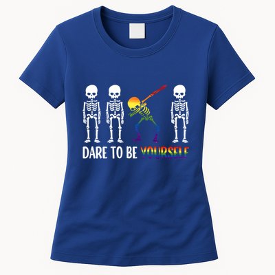 Cute Lgbt Pride Month Dare To Be Yours Skeleton Gift Womens T-Shirt