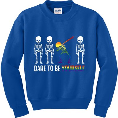 Cute Lgbt Pride Month Dare To Be Yours Skeleton Gift Kids Sweatshirt