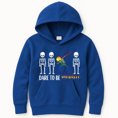 Cute Lgbt Pride Month Dare To Be Yours Skeleton Gift Kids Hoodie