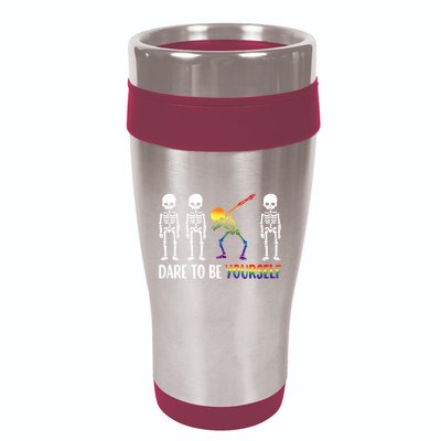 Cute Lgbt Pride Month Dare To Be Yours Skeleton Gift 16oz Travel Tumbler