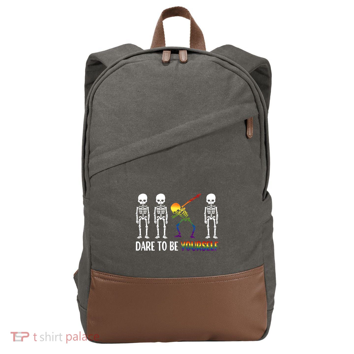 Cute Lgbt Pride Month Dare To Be Yours Skeleton Gift Cotton Canvas Backpack