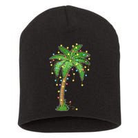 Christmas Lights Palm Tree Beach Funny Tropical Xmas Gift Short Acrylic Beanie