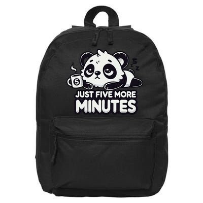 Cute Lazy Panda Just Five More Minutes Sleepy 16 in Basic Backpack