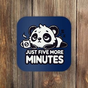 Cute Lazy Panda Just Five More Minutes Sleepy Coaster