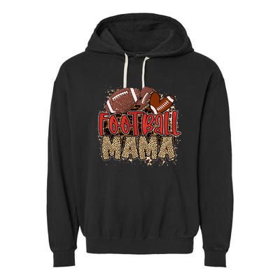 Cute Leopard Print Football Mama Garment-Dyed Fleece Hoodie