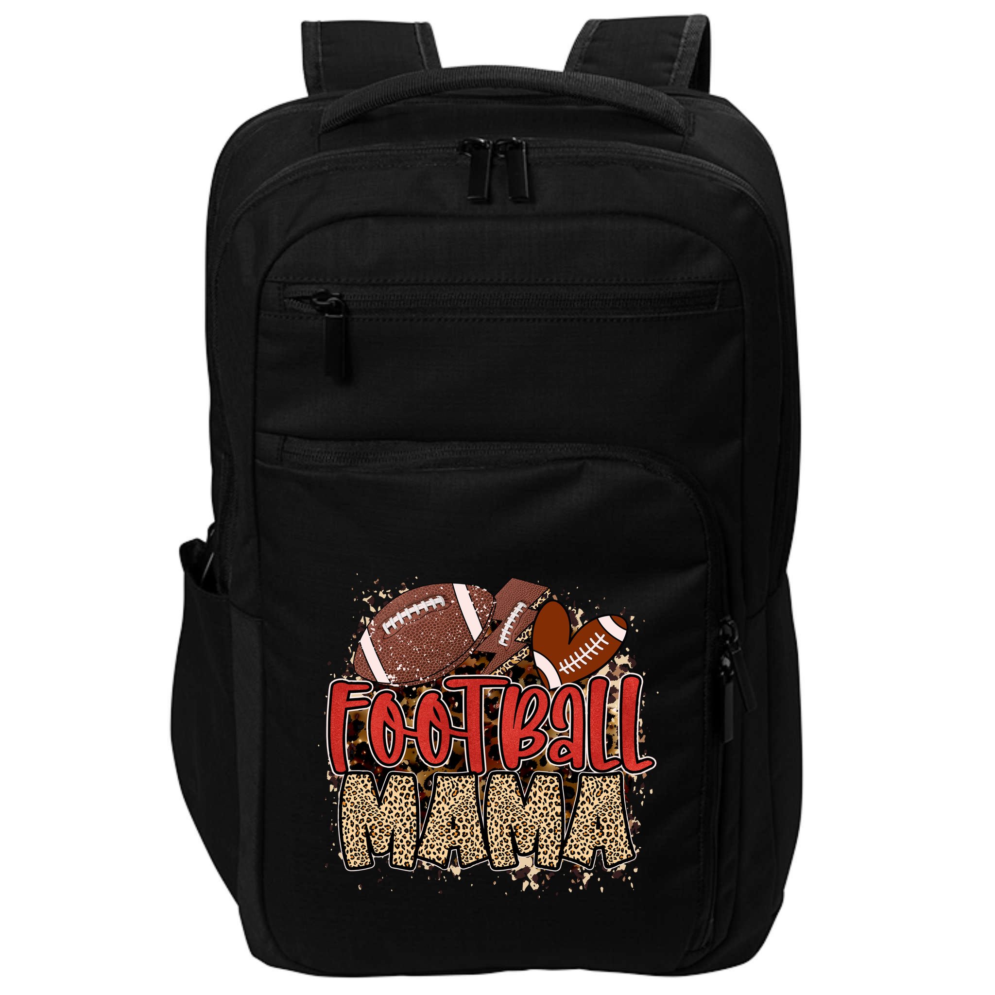 Cute Leopard Print Football Mama Impact Tech Backpack